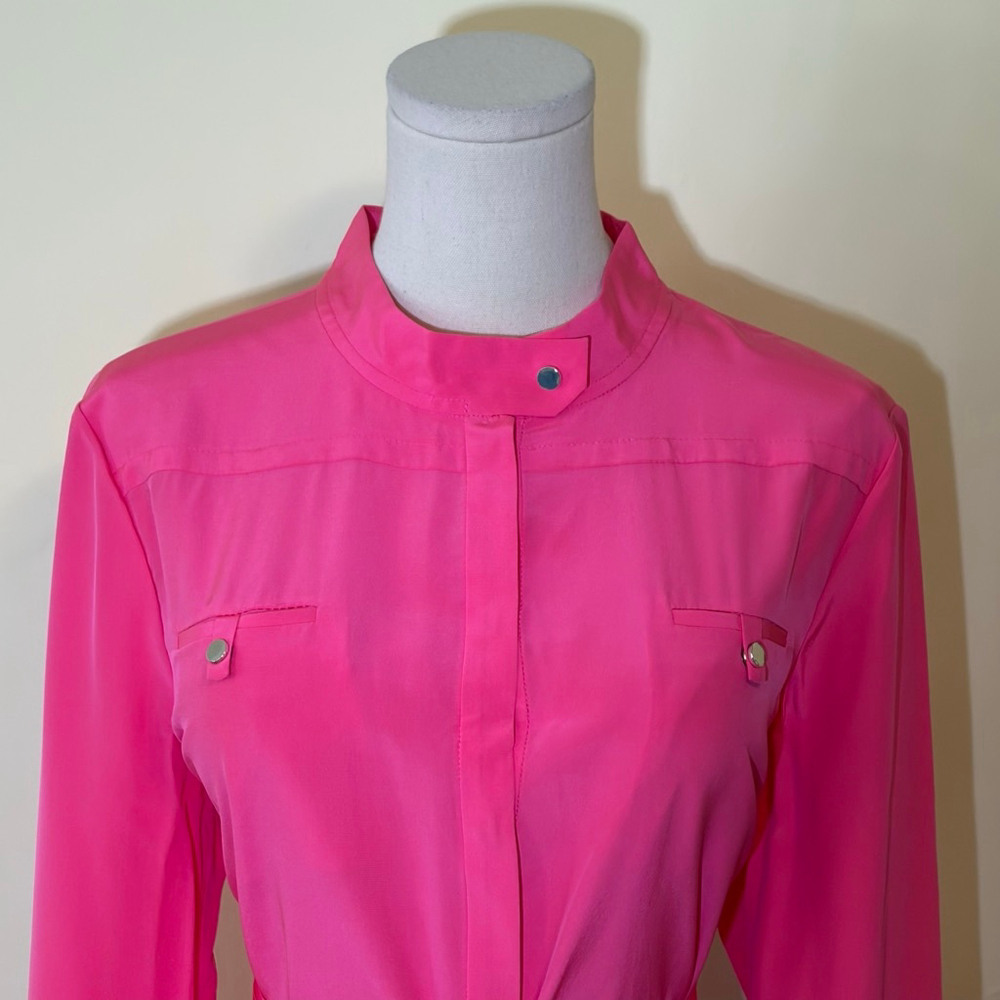 Diane von Furstenberg Women’s Mariana Silk Long Sleeve Pink Dress Size 12 - Picture 4 of 11